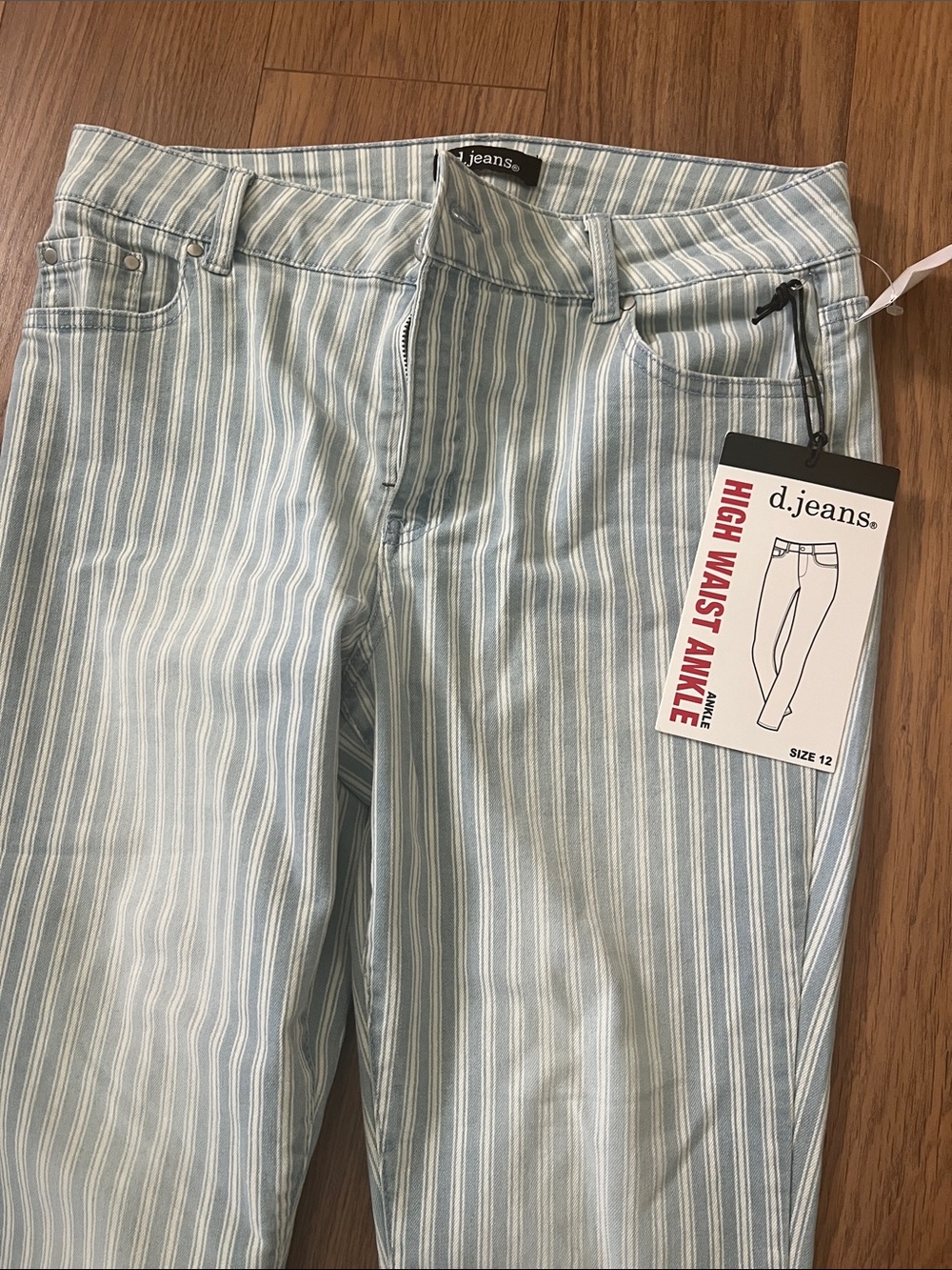 #3228*” 16x38” d. jeans Light Blue Pinstripe Straight Leg Jeans - Picture 6 of 17